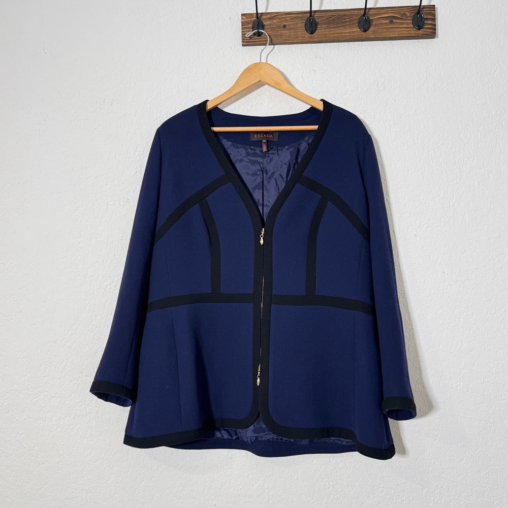 Escada Navy Blue Wool Blazer